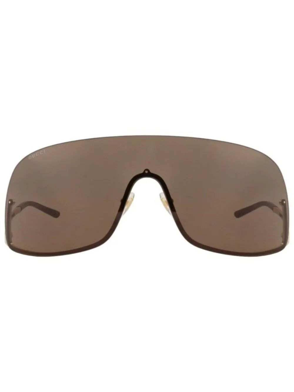 New Gucci Unisex Shield/Wrap Gold Gold Brown Fashion Designer Sunglasses
